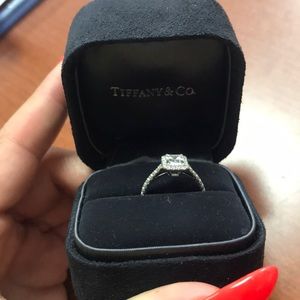 Tiffany & Co. soleste emerald cut halo engagement